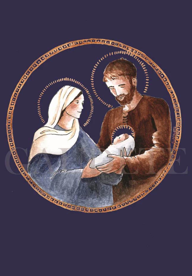 Carte de Noël - Médaillon Sainte Famille (Lot de 5)