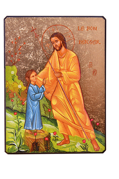 Icône le Bon Berger (Pour petite fille) - 9,6 x 13 cm