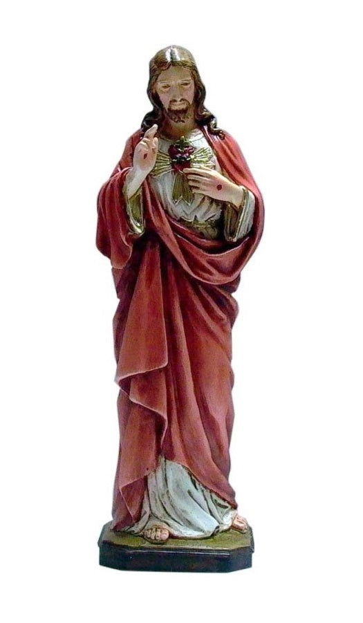 Statue du Sacré Coeur de Jésus - 17 cm - polychrome
