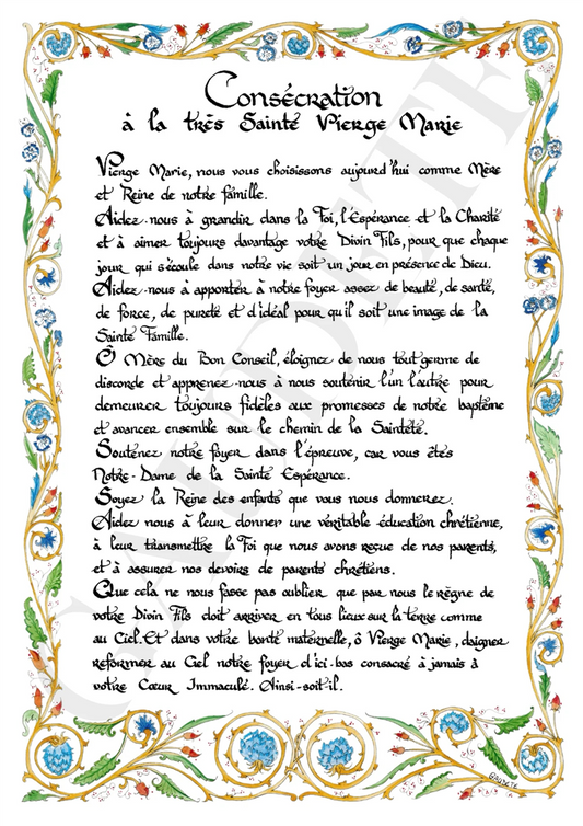 Enluminure - Consécration à la Sainte Vierge