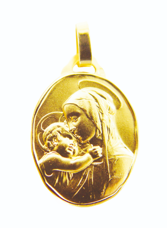 Médaille de la Vierge à l'enfant - Plaqué or - 18 mm