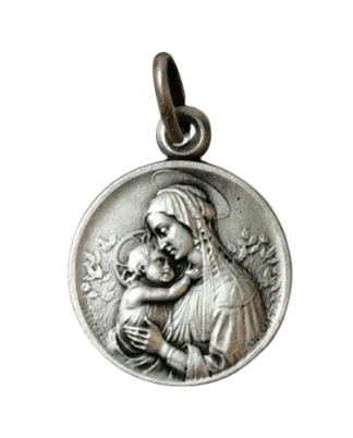 Médaille de la Vierge à l'enfant - Argent - 18 mm