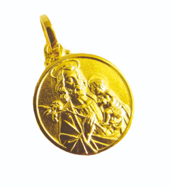 Médaille de saint Joseph - Plaqué or - 18 mm